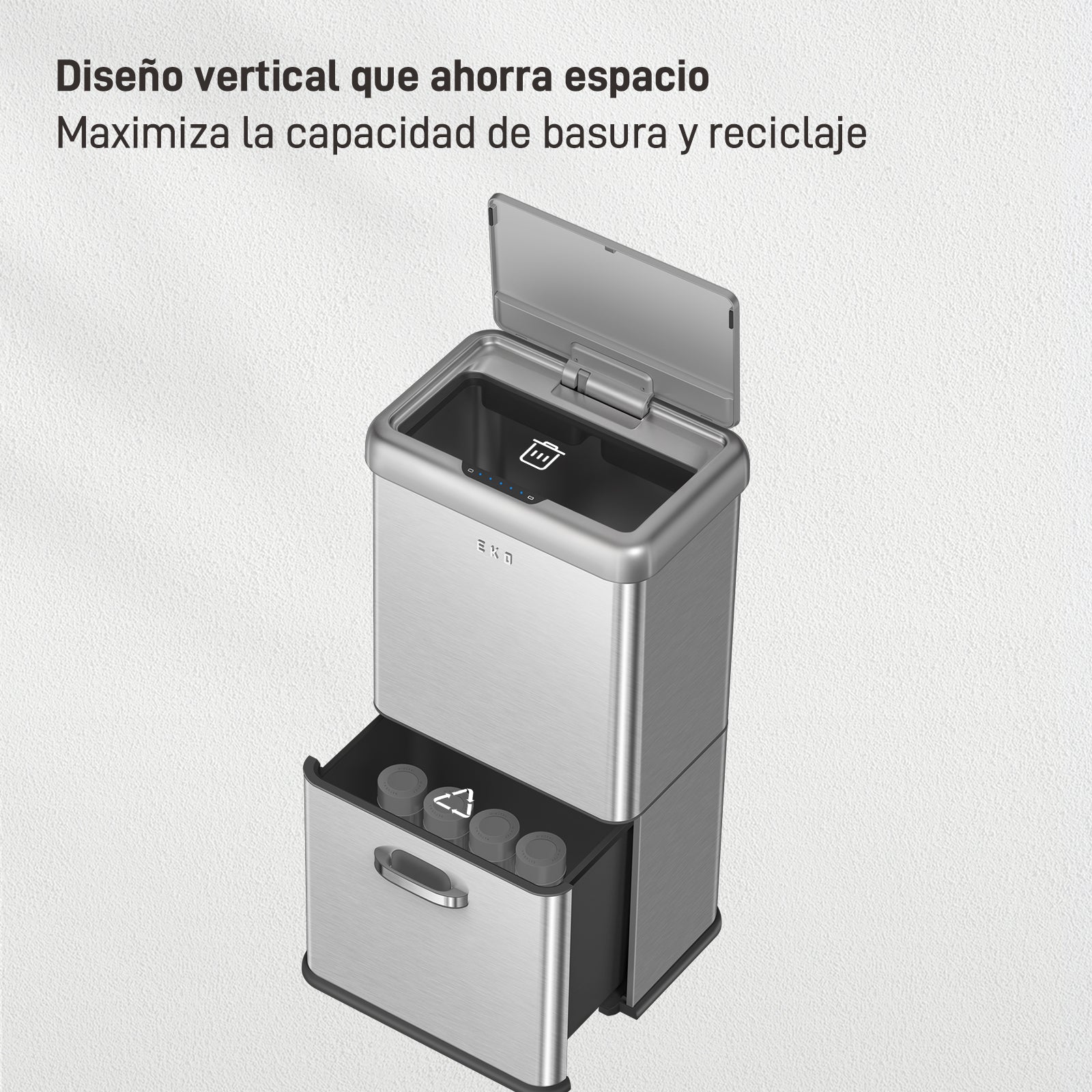 Bote de Basura con Sensor Reciclaje 32L+18L EKO Vintage
