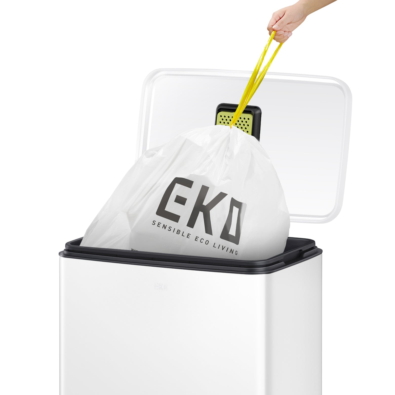 Bote de basura blanco con tapa 50L EKO Madison