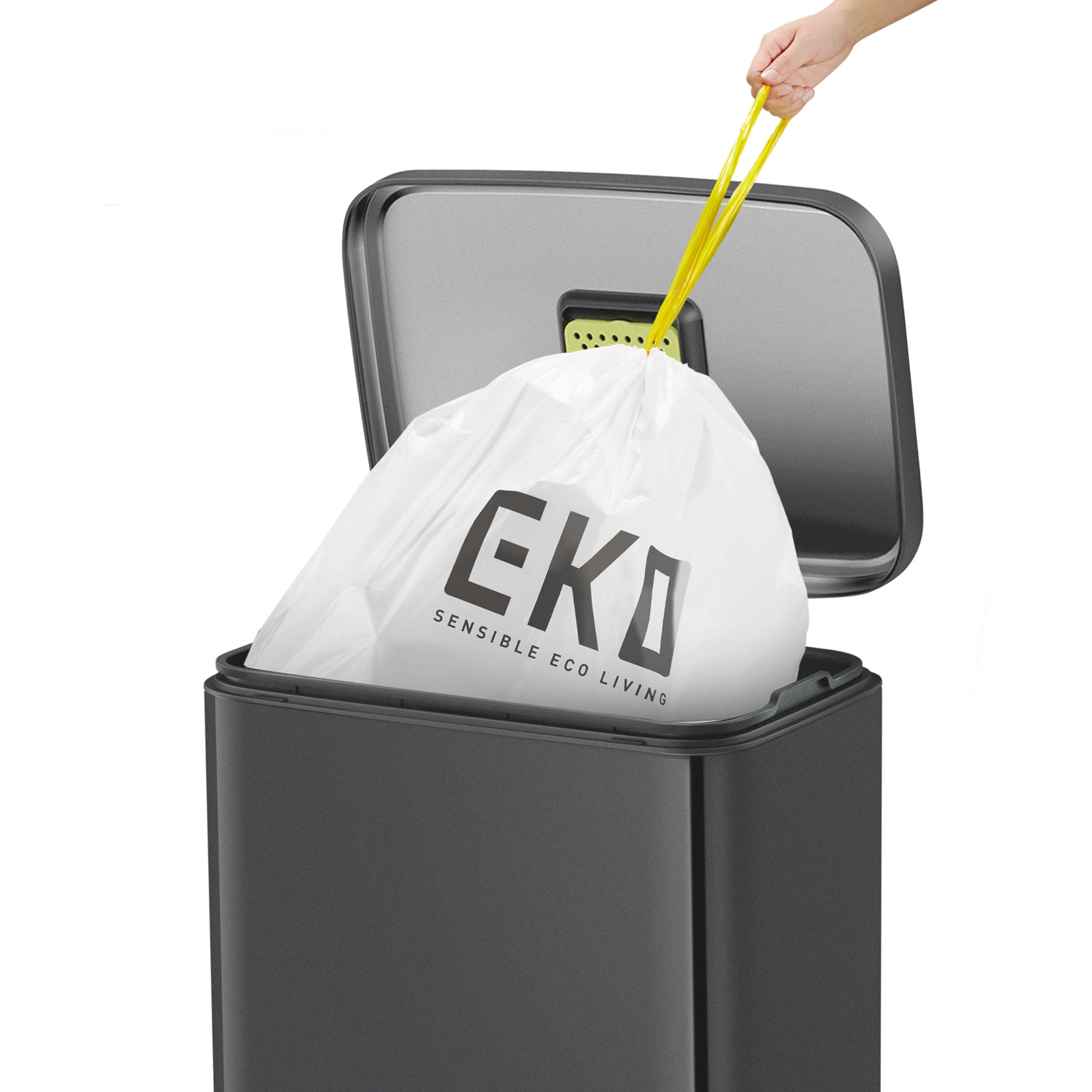 Combo Caja de 60 Bolsas + Bote de basura Negro con pedal 50L EKO Madison