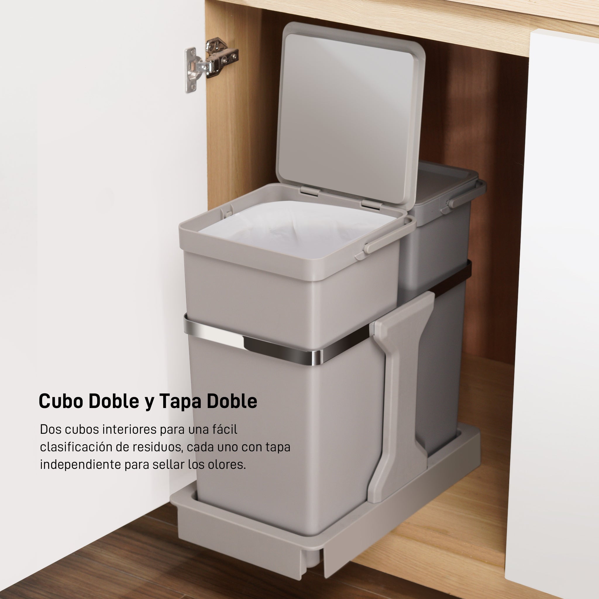 Bote de basura Extraible 20L+15L EKO Bajo Fregadero