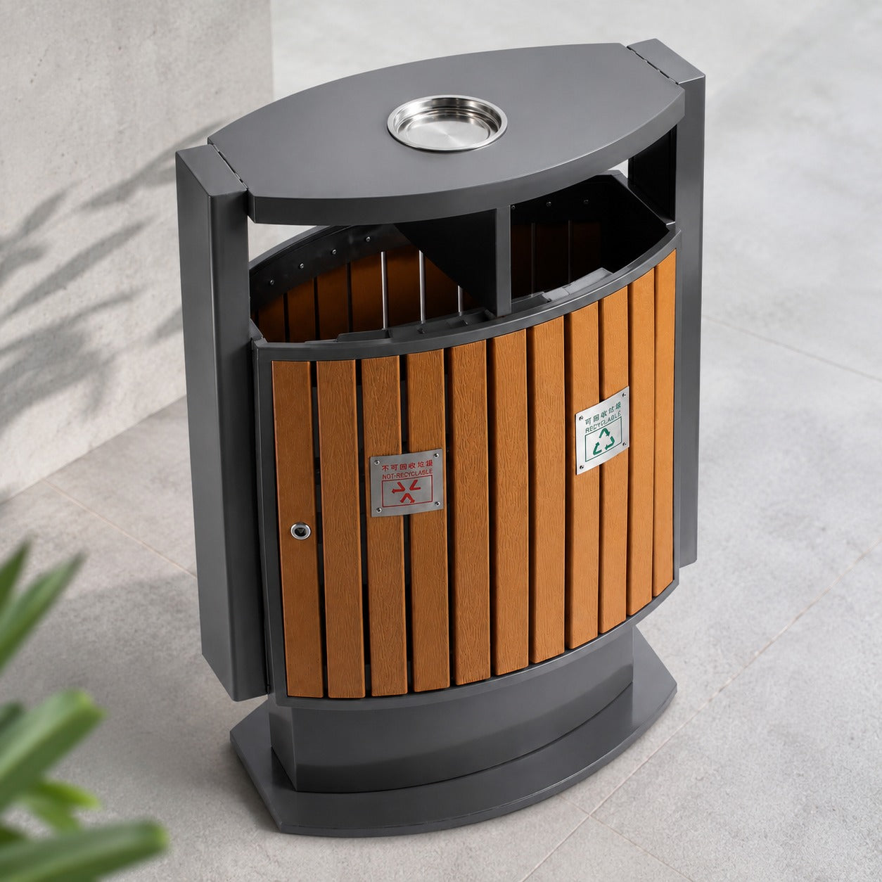 EKO - Cubo con Apertura Superior 39 L + 39 L Efecto madera