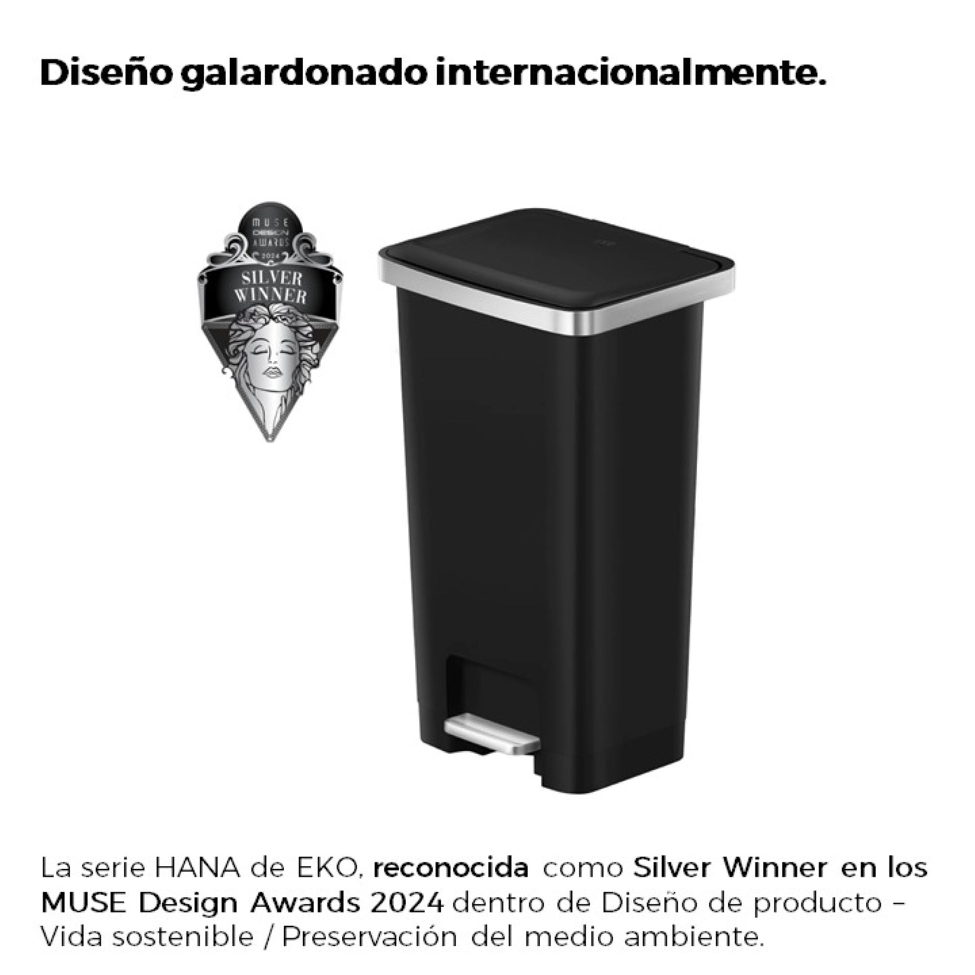 Bote de basura Pedal 45L EKO Hana 4 Piezas