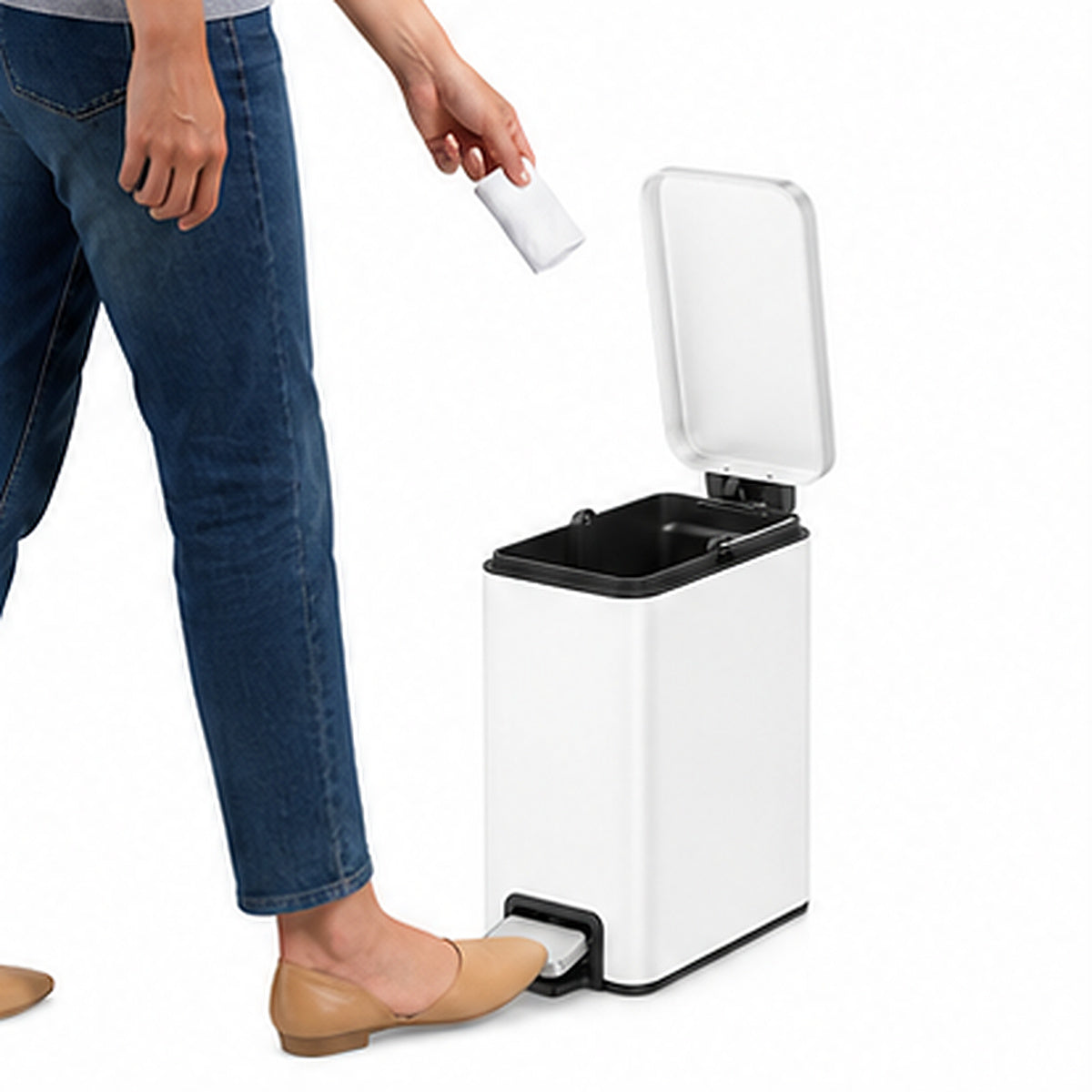 EKO Genie Bote de basura con pedal 5L Blanco