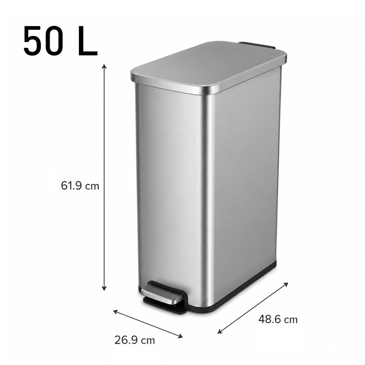 EKO - Titus Slim - Bote Pedal 50 L Acero Inoxidable Mate