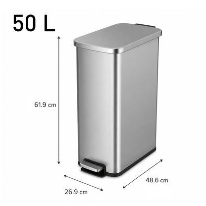 EKO - Titus Slim - Bote Pedal 50 L Acero Inoxidable Mate