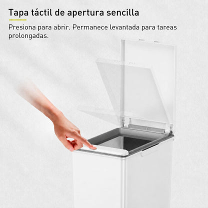 EKO - Morandi - Bote de Basura con Apertura Táctil Frontal 40 L Blanco