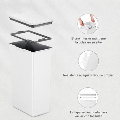 EKO - Morandi - Bote de Basura con Apertura Táctil Frontal 40 L Blanco