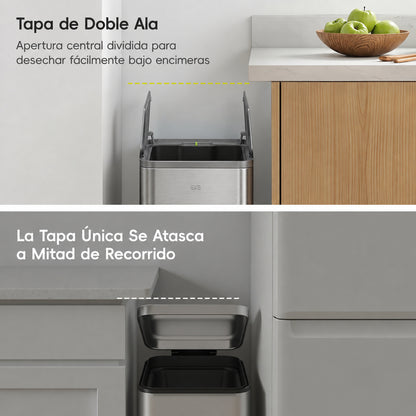 EKO - X-Wing - Cubo Pedal 50 L Acero Inoxidable Cocina