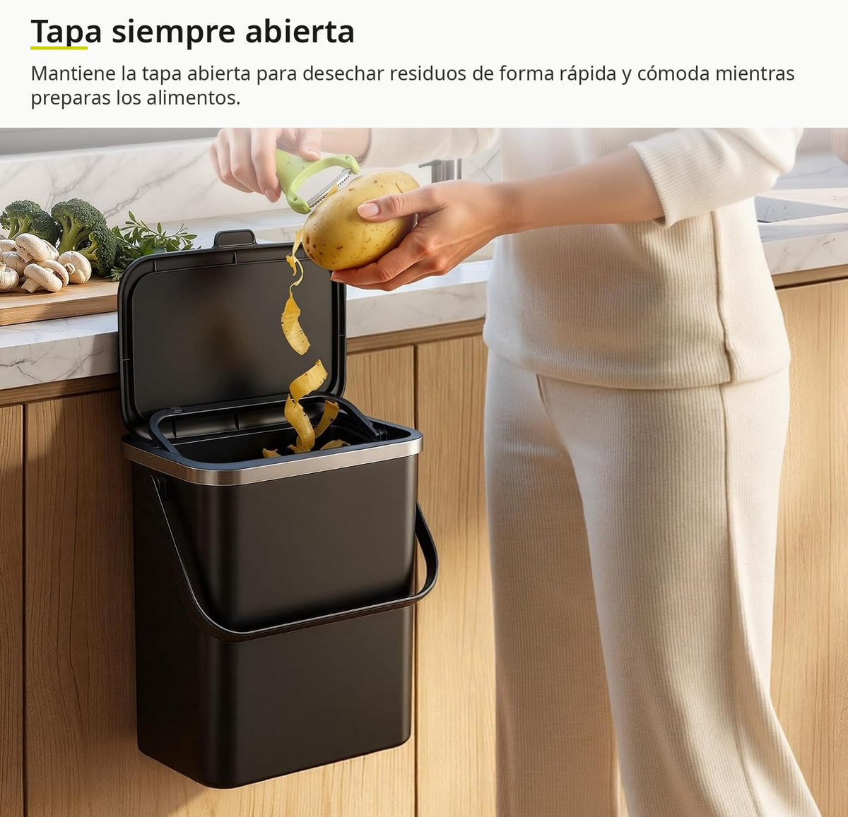 Bote de Compostaje para Cocina de 10L Negro