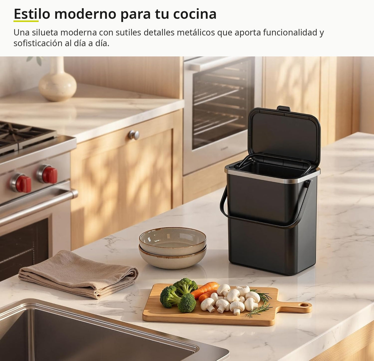 Bote de Compostaje para Cocina de 10L Negro