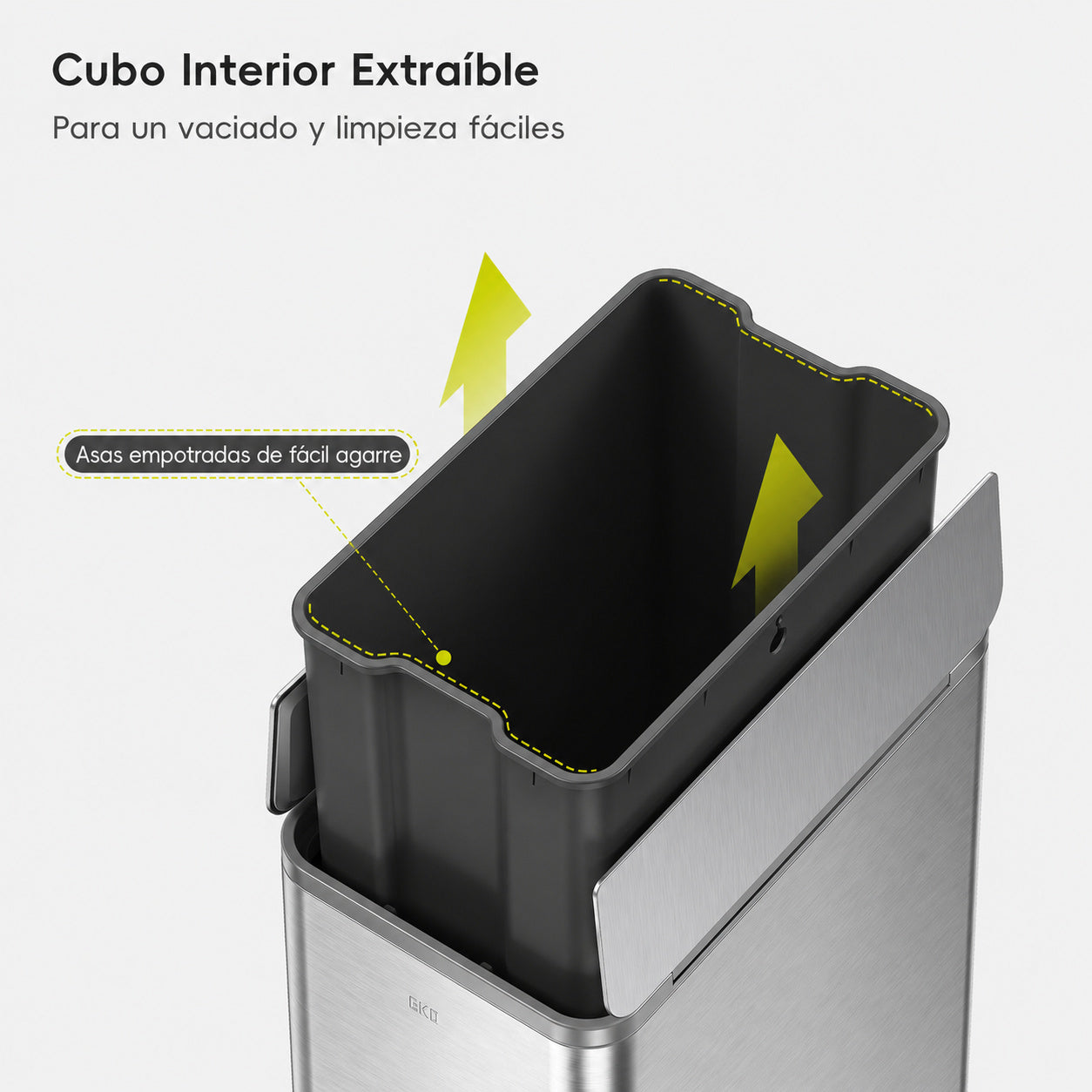 EKO - X-Wing - Cubo Pedal 50 L Acero Inoxidable Cocina