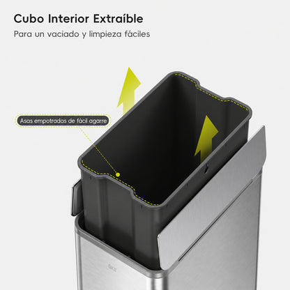EKO - X-Wing - Cubo Pedal 50 L Acero Inoxidable Cocina