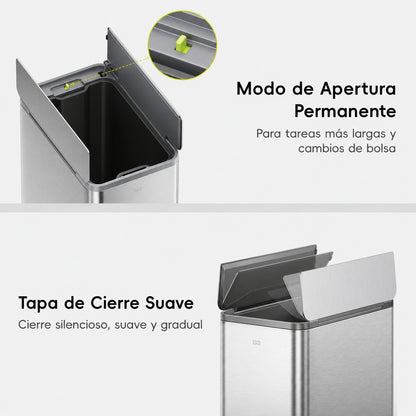 EKO - X-Wing - Cubo Pedal 50 L Acero Inoxidable Cocina