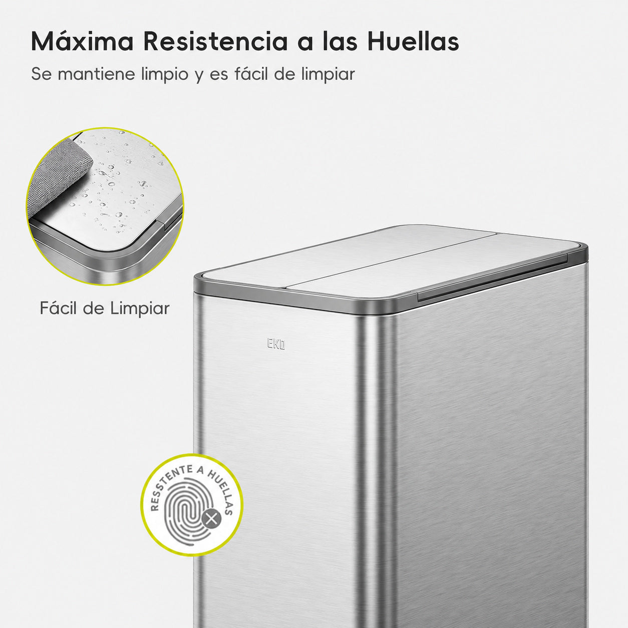 EKO - X-Wing - Cubo Pedal 50 L Acero Inoxidable Cocina