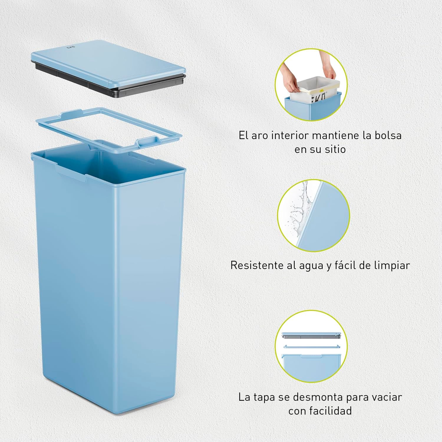 Bote de basura 30L EKO Morandi Azul
