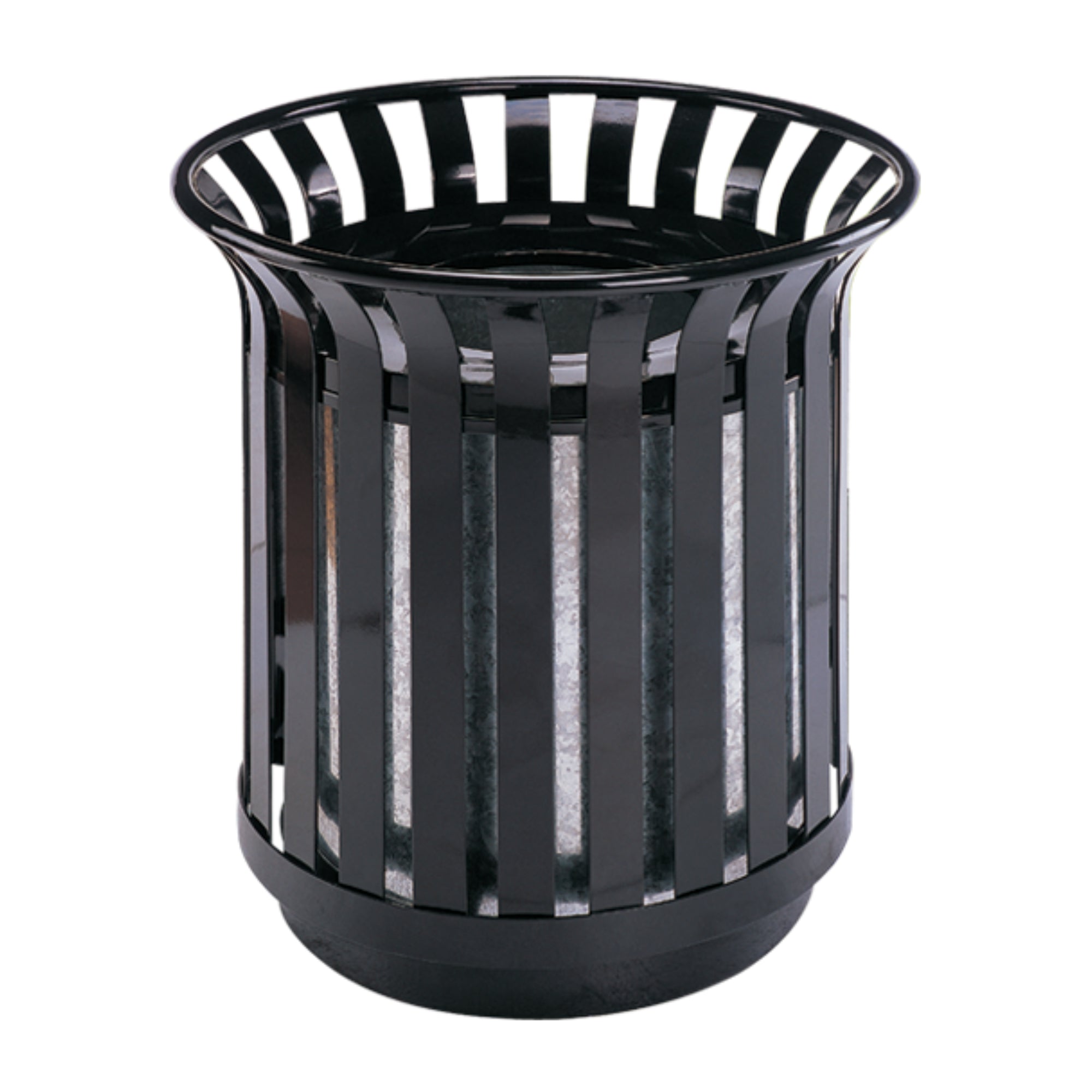 Bote de Basura para Exterior 65 L Redondo Negro en Acero Galvanizado