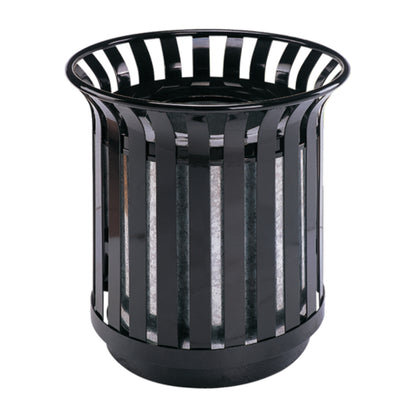 Bote de Basura para Exterior 65 L Redondo Negro en Acero Galvanizado