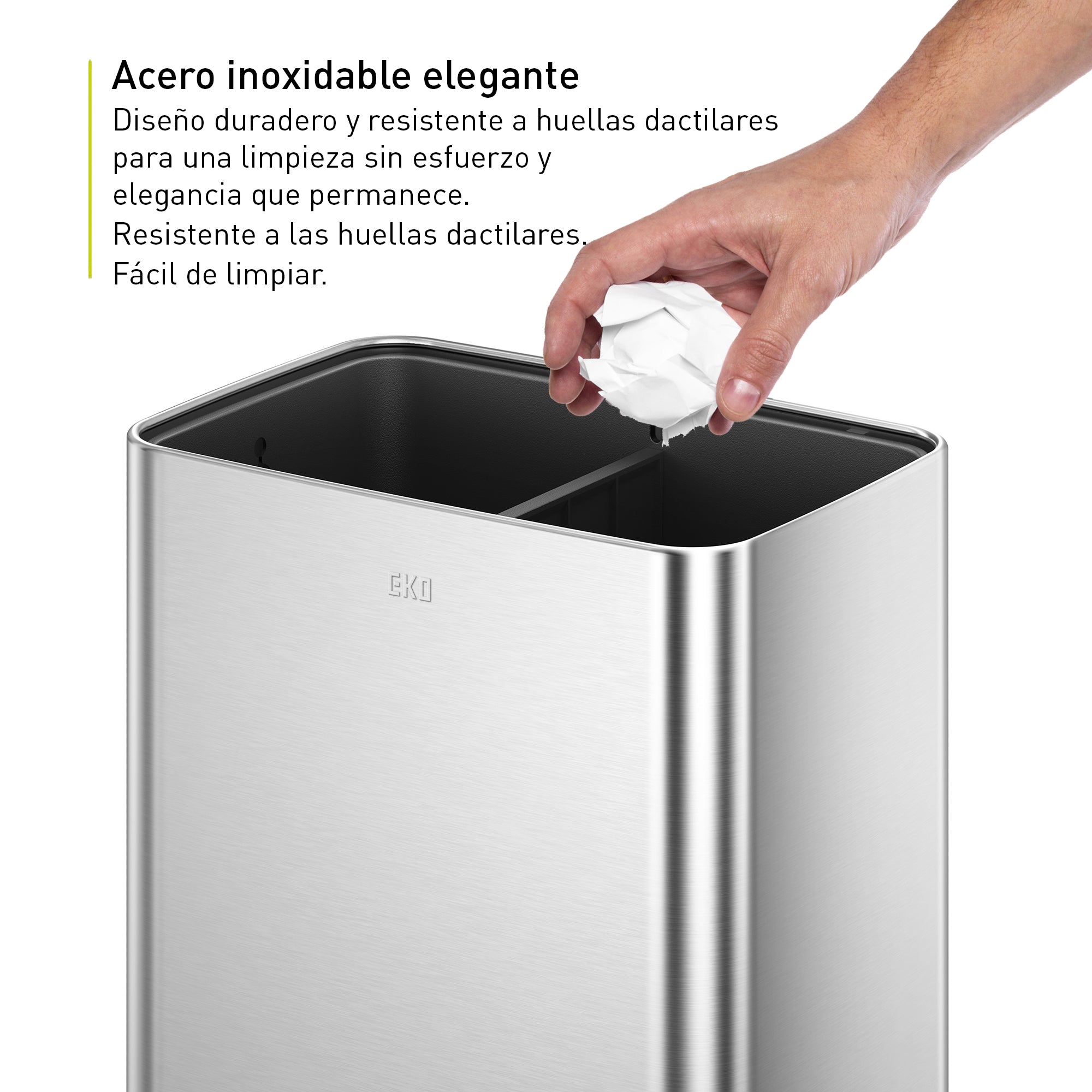 Bote de Basura para Oficina Laguna 7L+7L Con División y Tapa Abierta.