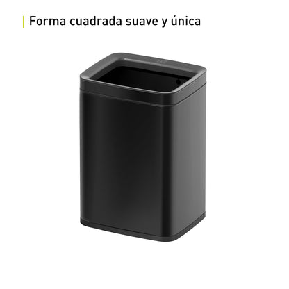 Bote de Basura para Oficina Laguna 8L Negro Tapa Abierta.