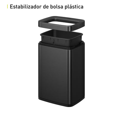 Bote de Basura para Oficina Laguna 8L Negro Tapa Abierta.