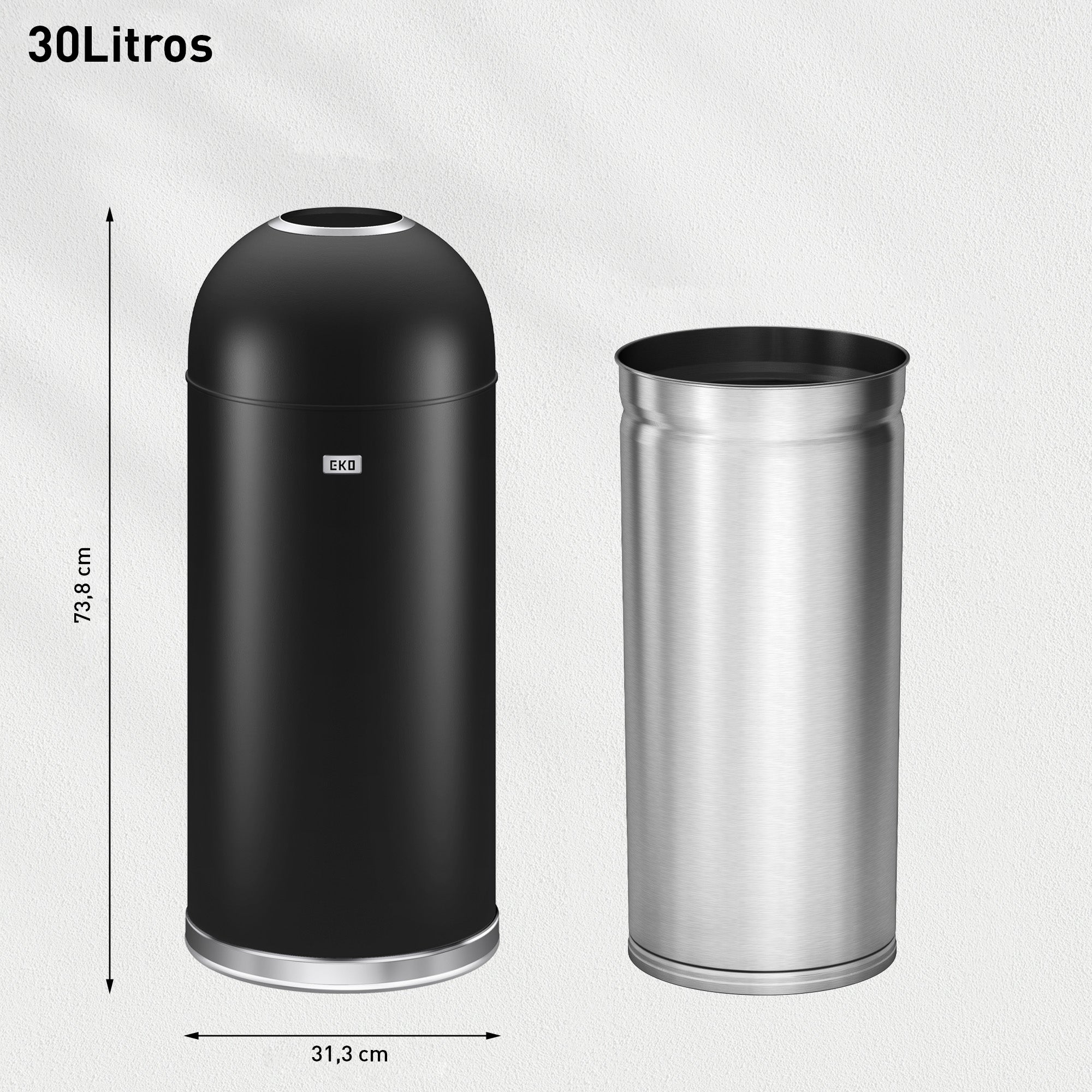 Bote de Basura Comercial Eternal 30L Negro Tapa Abierta