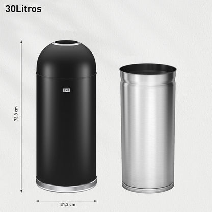 Bote de Basura Comercial Eternal 30L Negro Tapa Abierta