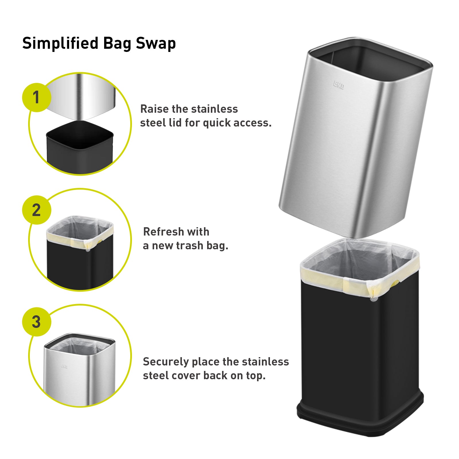 Bote de Basura para Oficina Laguna 10L Metal Tapa Abierta.