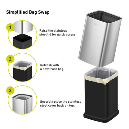 Bote de Basura para Oficina Laguna 10L Metal Tapa Abierta.