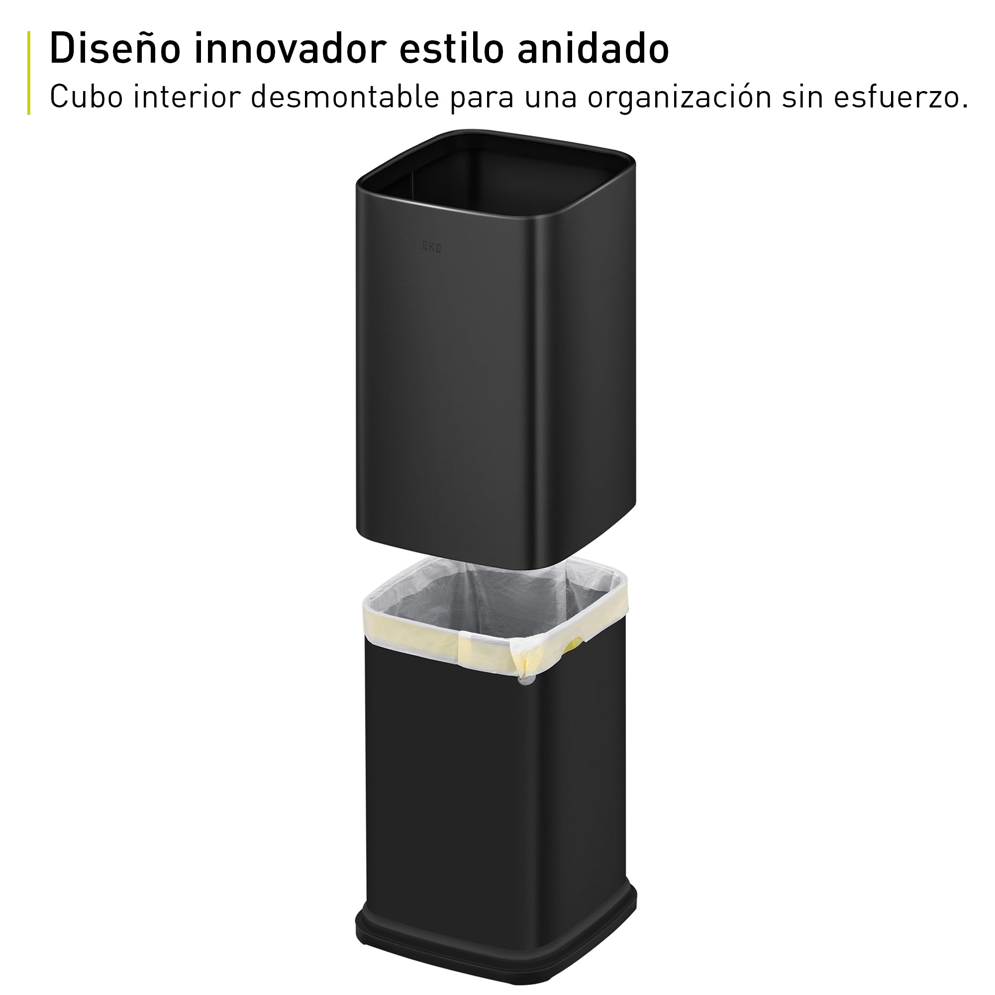 Bote de Basura para Oficina Laguna 10L Negro Tapa Abierta.