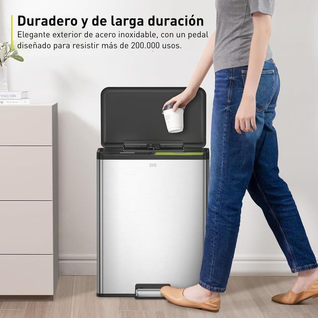 Bote de Basura 20L+20L Essential Plata Recycler 2 en 1