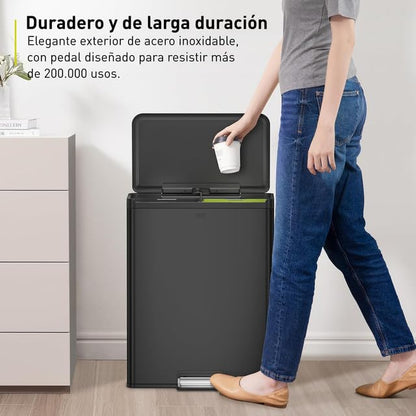 Bote de Basura 20L+20L Essential Negro Recycler 2 en 1