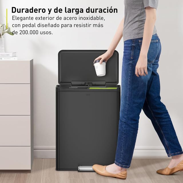 Bote de Basura 20L+20L Essential Negro Recycler 2 en 1