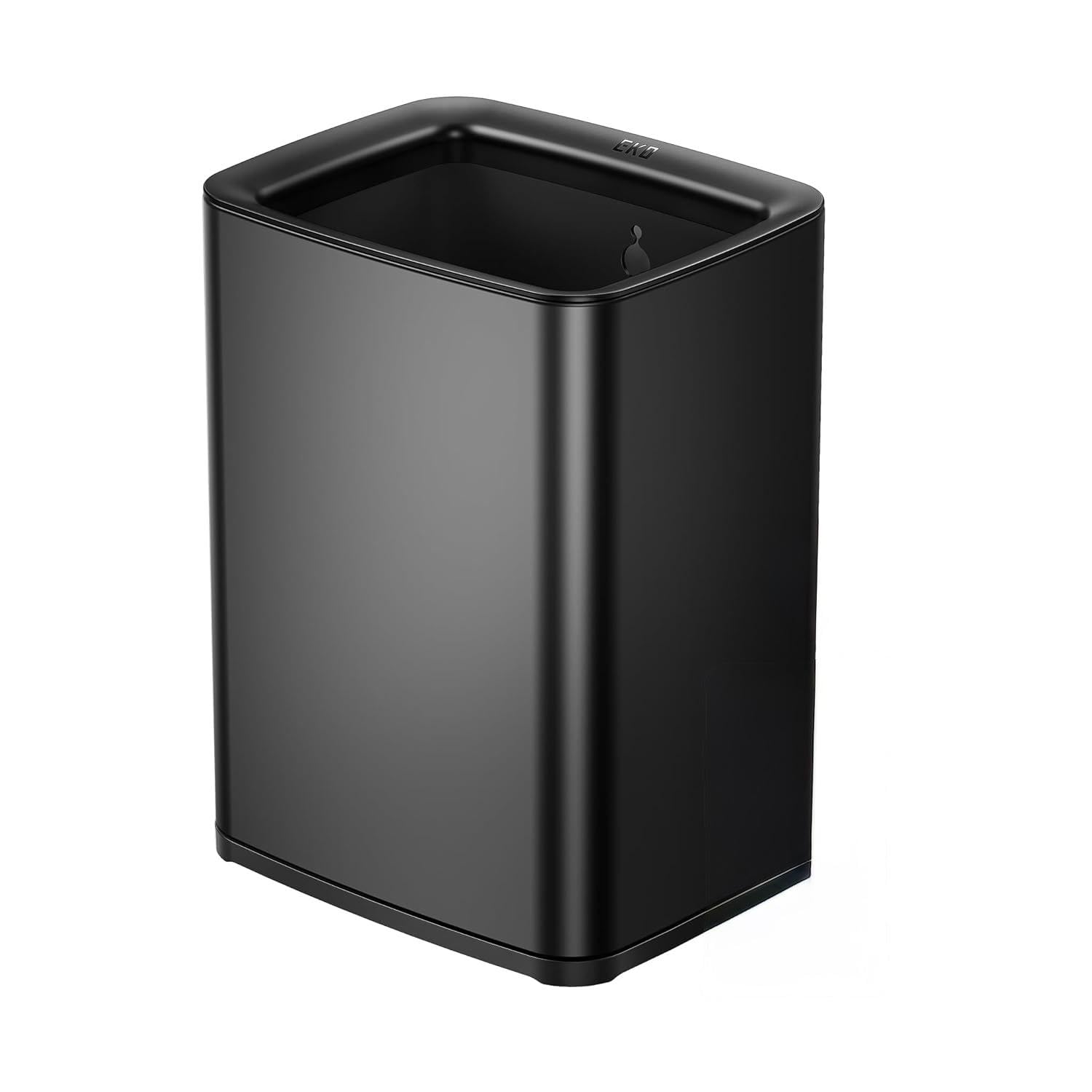 Bote de Basura para Oficina Laguna 10L Negro Tapa Abierta.