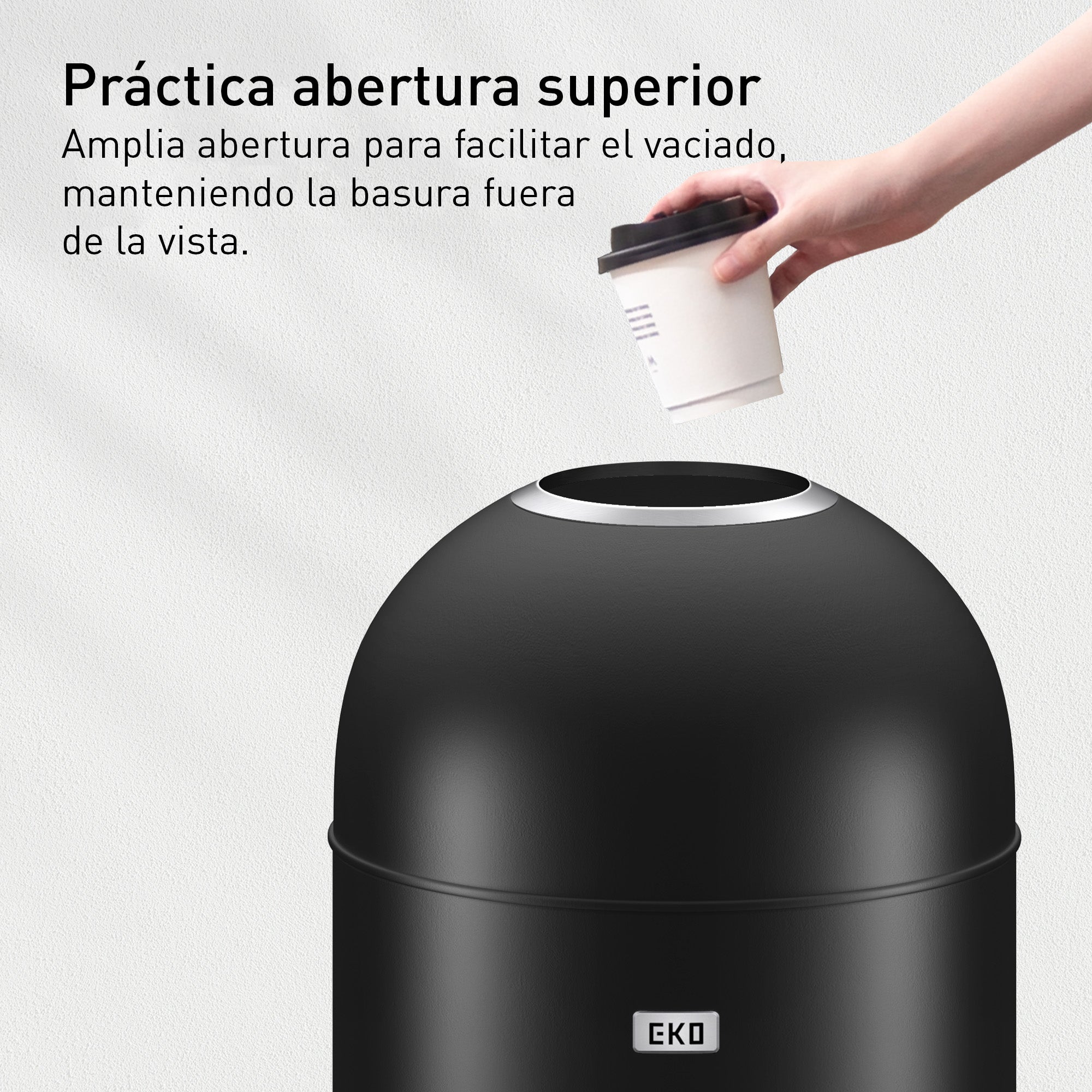 Bote de Basura Comercial Eternal 30L Negro Tapa Abierta