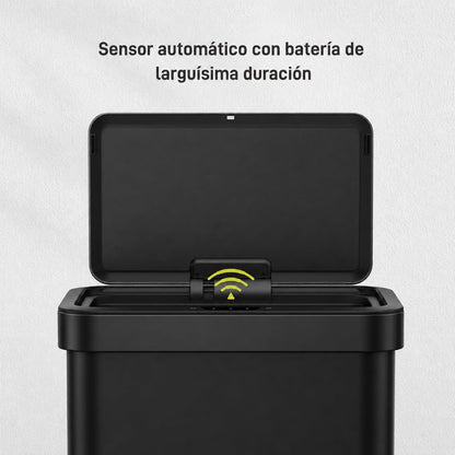 EKO Bote de Basura Nova Mirage 30L+30L Negro. sensor de movimiento. Acero Inoxidable Cepillado. Cierre silencioso.
