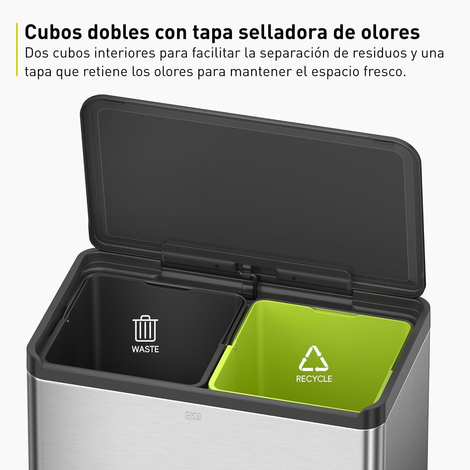 Bote de Basura 20L+20L Essential Plata Recycler 2 en 1