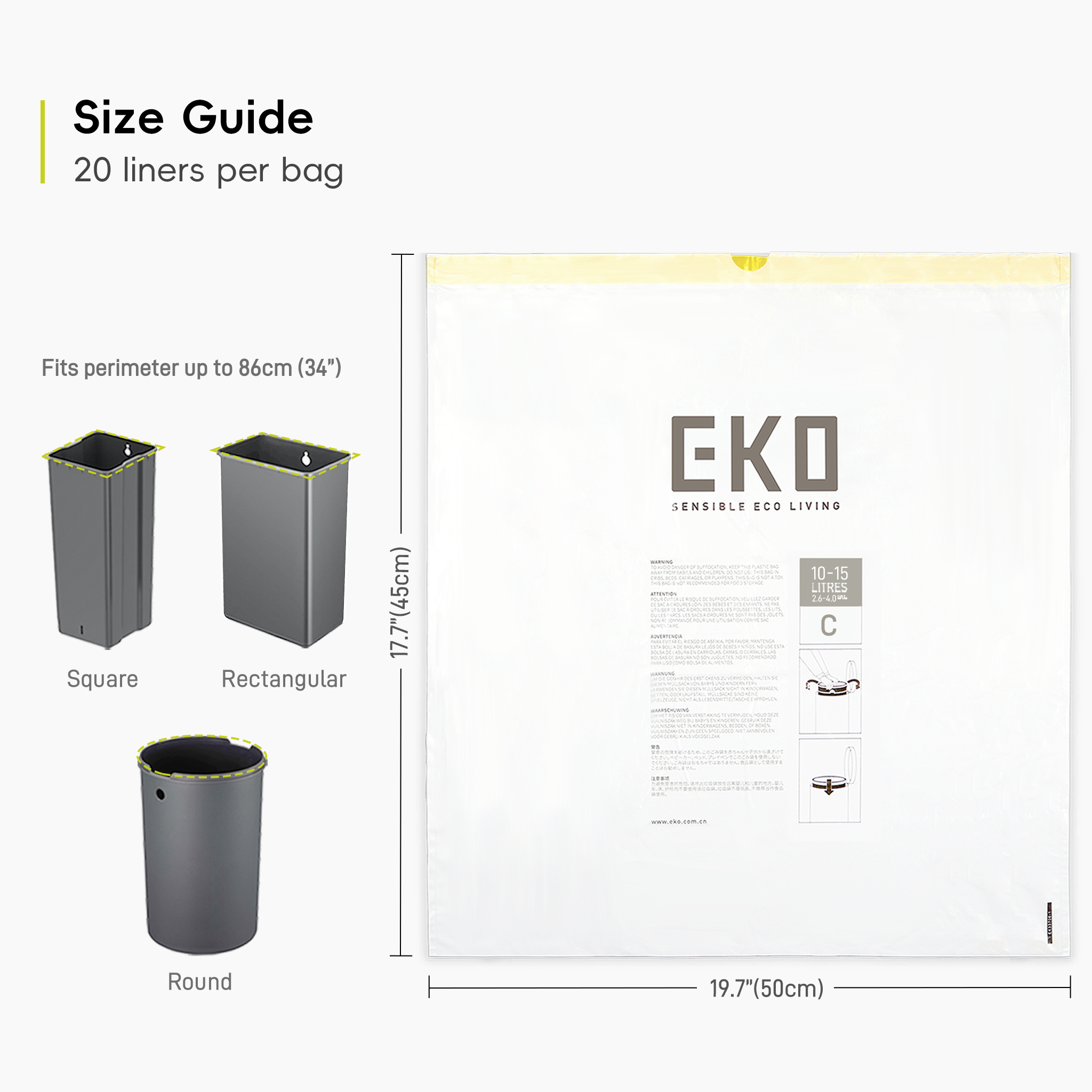 Bolsas  Bote De Basura 10-15 Litros Tamaño C. 20 Bolsas EKO