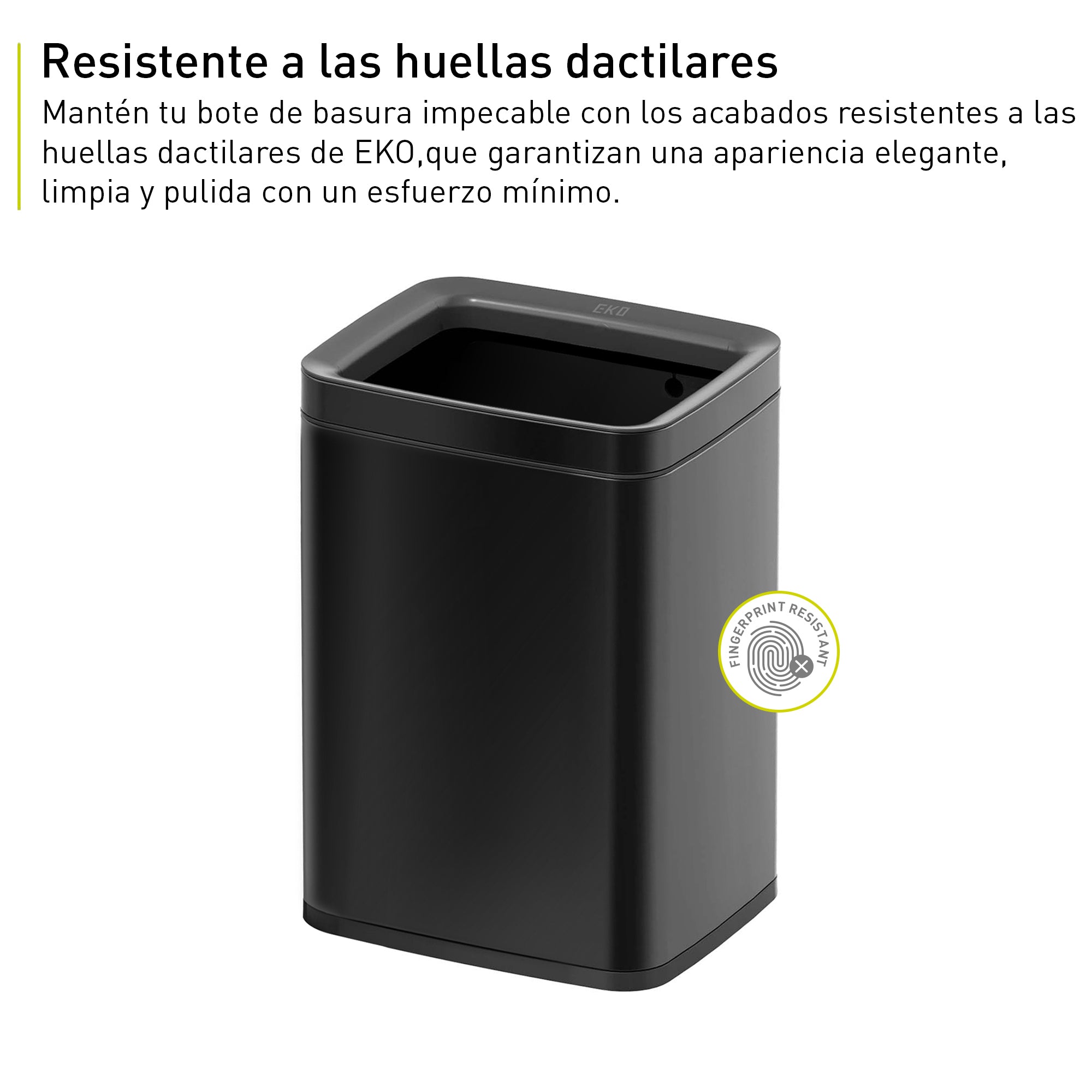 Bote de Basura para Oficina Laguna 8L Negro Tapa Abierta.