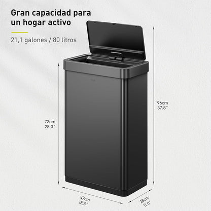 Bote de basura Inteligente con Sensor Automatico 80L EKO Mirage Negro
