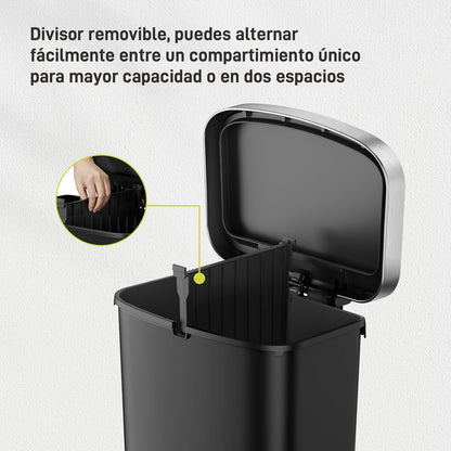 Bote de basura 25L+25L Hana Recycler con ruedas integradas.