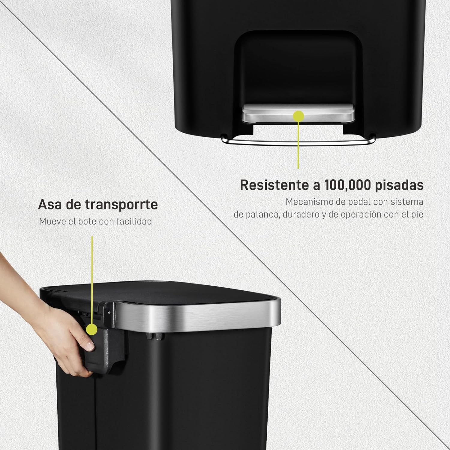 Bote de basura 25L+25L Hana Recycler con ruedas integradas.