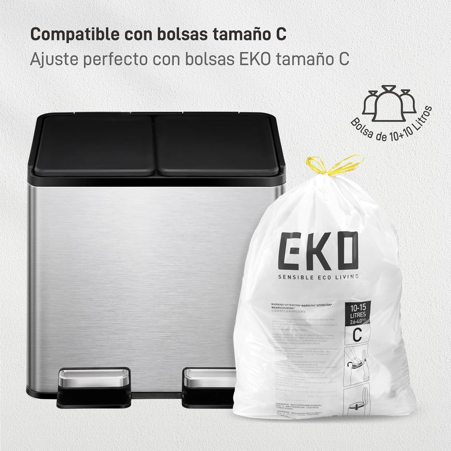Bote de Basura 10L+10L Essential Recycler