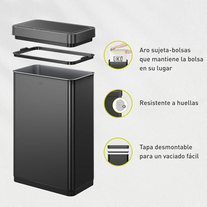 Bote de basura Inteligente con Sensor Automatico 80L EKO Mirage Negro
