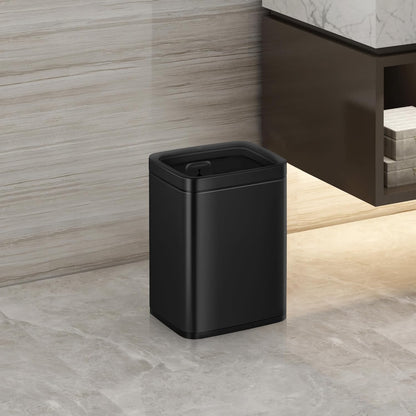 Bote de Basura para Oficina Laguna 8L Negro Tapa Abierta.