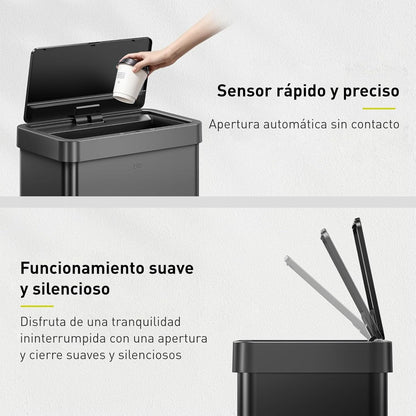 Bote de basura Inteligente con Sensor Automatico 80L EKO Mirage Negro