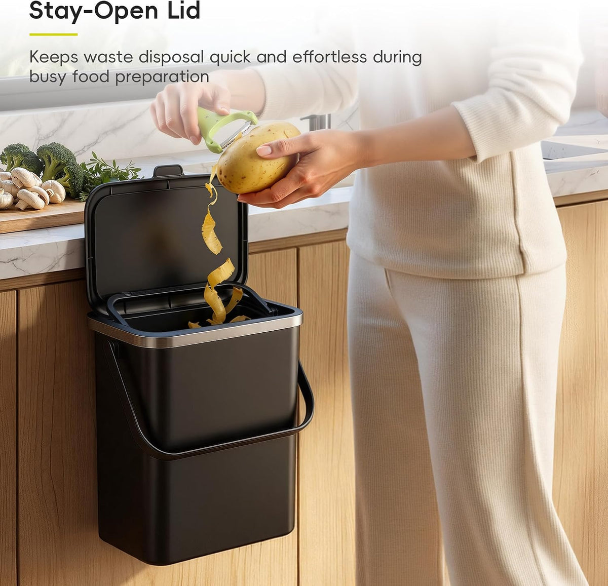 Bote de Compostaje para Cocina de 10L Negro