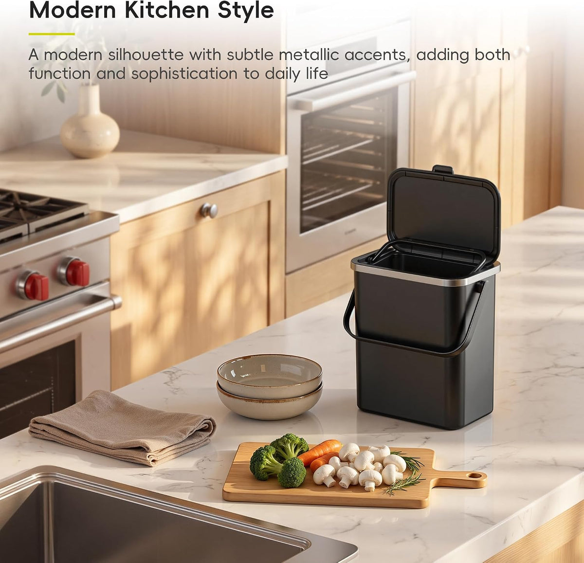 Bote de Compostaje para Cocina de 10L Negro