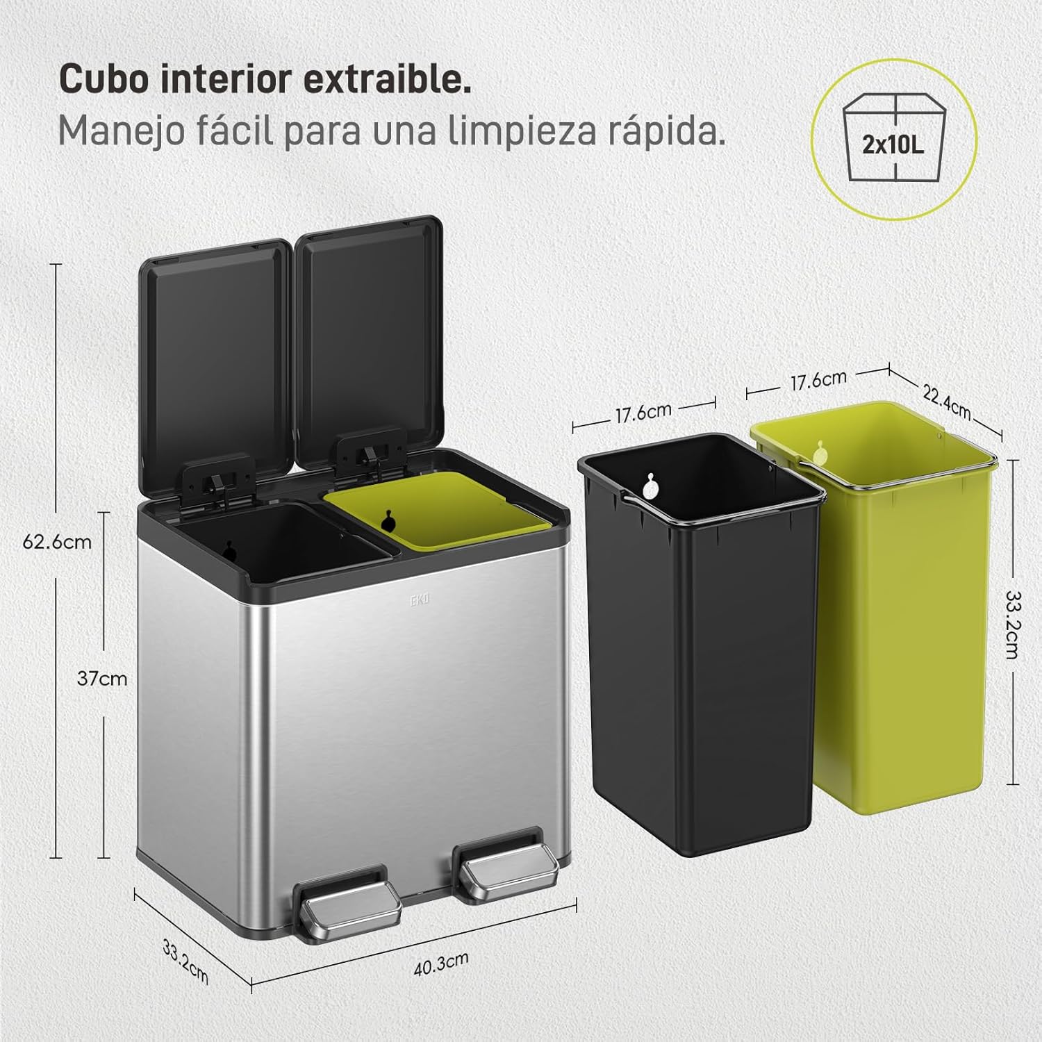 Bote de Basura 10L+10L Essential Recycler