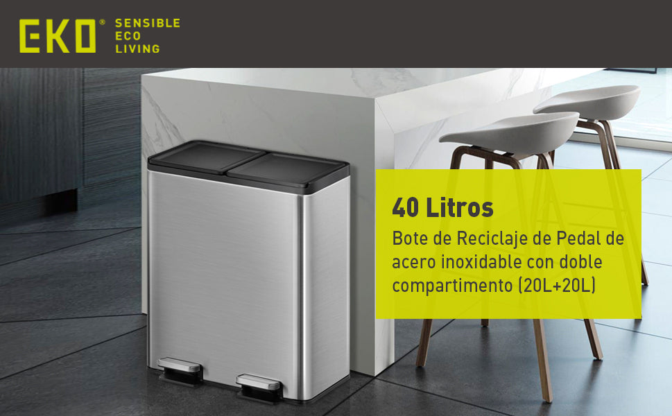 Bote de basura doble 40L EKO Recycler