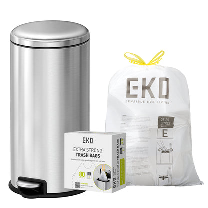 Combo Caja de 80 Bolsas + Bote de basura con pedal EKO Serene 30L